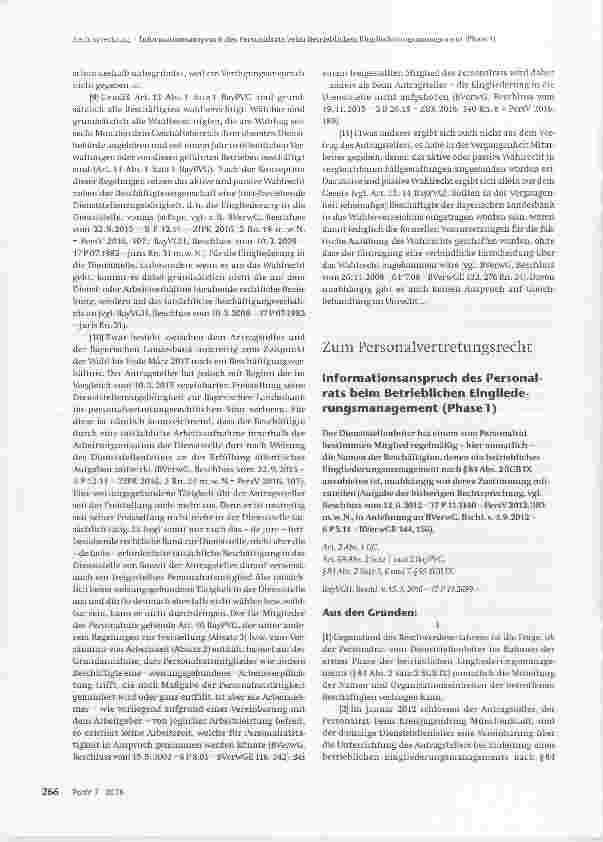 Vorschauseite 1: Informationsanspruch des Personalrats beim Betrieblichen Eingliederungsmanagement (Phase 1)