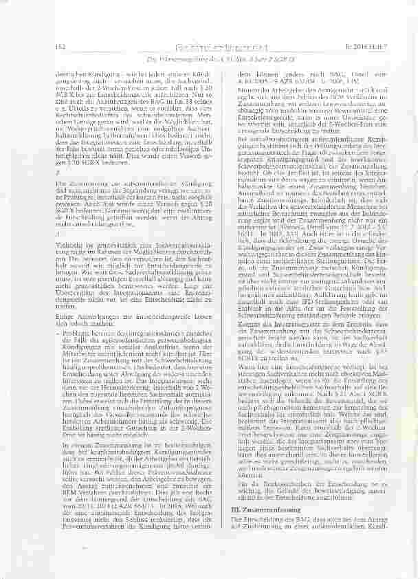 Vorschauseite 2: Die Fiktionsregelung des § 91 Abs. 3 Satz 2 SGB IX ein Stolperstein für das Integrationsamt im Rahmen der Prüfung von Anträgen auf Zustimmung zur außerordentlichen Kündigimg?