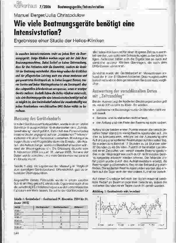 Vorschauseite 1: Wie viele Beatmungsgeräte benötigt eine Intensivstation?