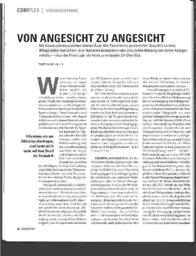 Vorschauseite 1: VIDEOKONFERENZ - VON ANGESICHT ZU ANGESICHT