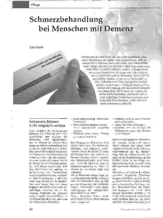 Vorschauseite 1: Schmerzbehandlung bei Menschen mit Demenz