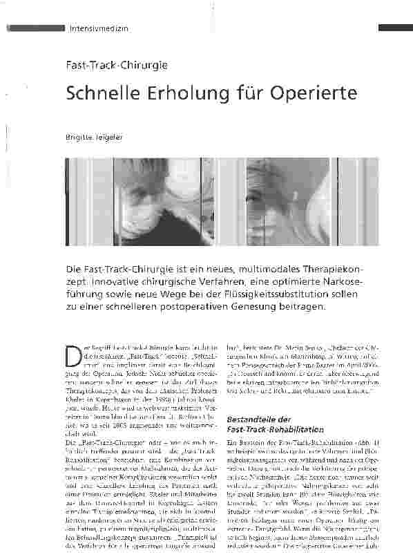Vorschauseite 1: Fast-Track-ChirurgieSchnelle Erholung für Operierte
