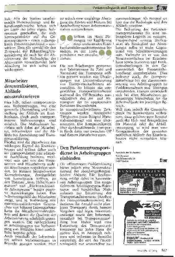 Vorschauseite 4: Patienlogistik und Transportdienst Wer verursacht die Wartezeiten im Krankenhaus?