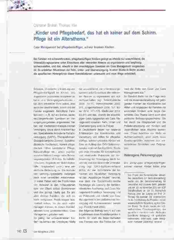 Vorschauseite 1: „Kinder und Pflegebedarf, das hat eh keiner auf dem Schirm. Pflege ist ein Altersthema. “
