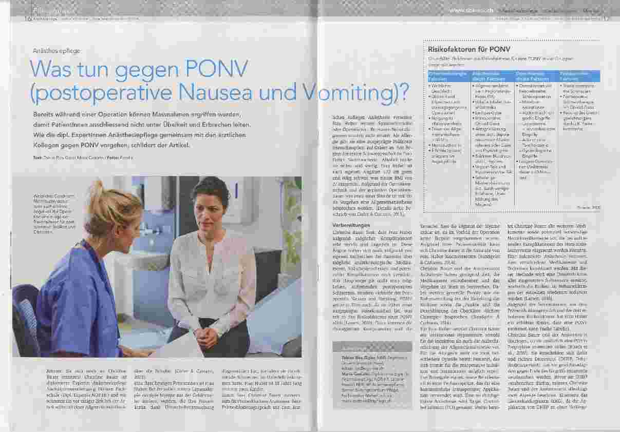 Vorschauseite 1: Was tun gegen PONV (postoperative Nausea und Vomiting)?