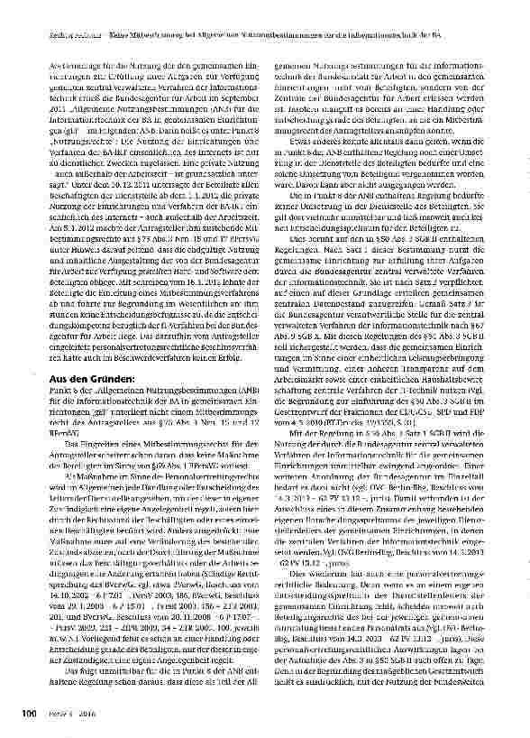 Vorschauseite 2: Keine Mitbestimmung bei Allgemeinen Nutzungsbestimmungen für die Informationstechnik der BA
