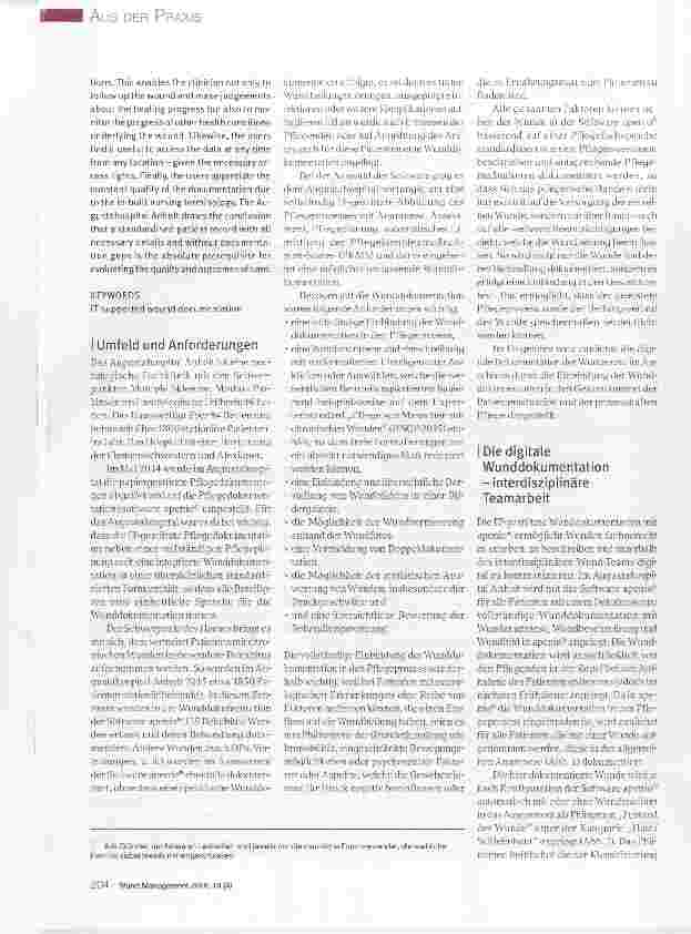 Vorschauseite 2: Praxiserfahrungen mit der Anwendung einer IT-gestützten Wunddokumentation im Kontext der Pflegedokumentation - Erfahrungsbericht aus dem Augustahospital Anholt