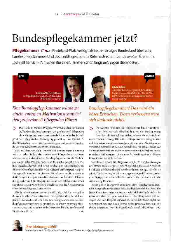 Vorschauseite 1: Bundespflegekammer jetzt?