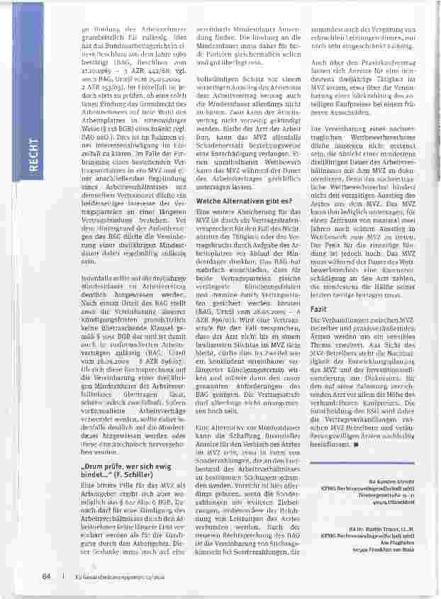 Vorschauseite 2: Nachbesetzung von Arztstellen im MVZ