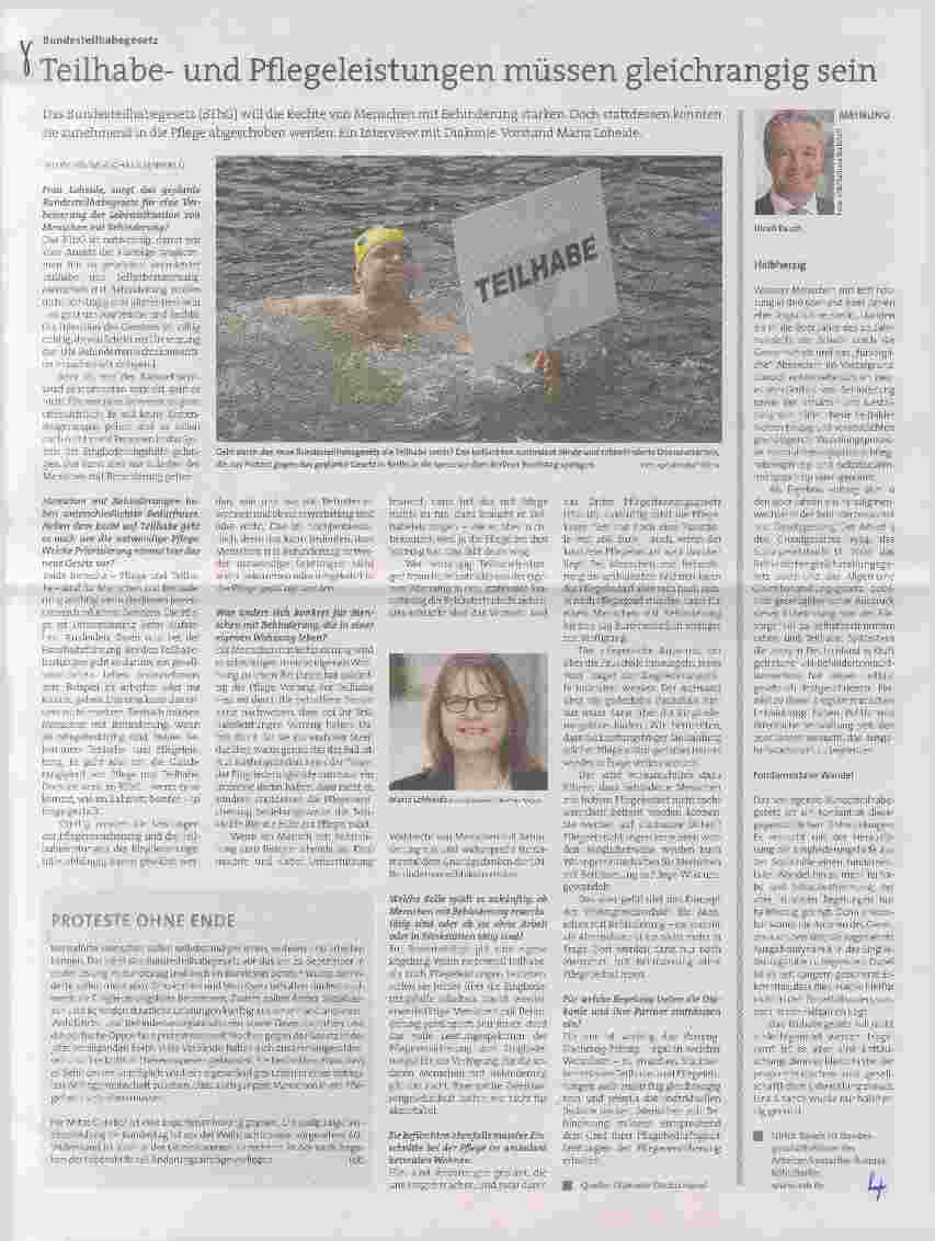 Vorschauseite 1: Teilhabeund Pflegeleistungen müssen gleichrangig sein