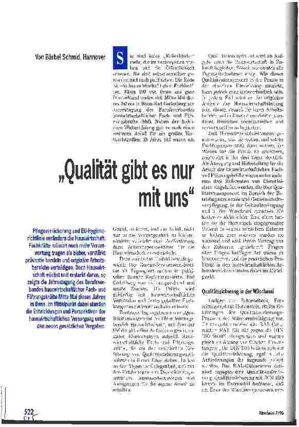 Vorschauseite 1: Qualität gibt es nur mit uns