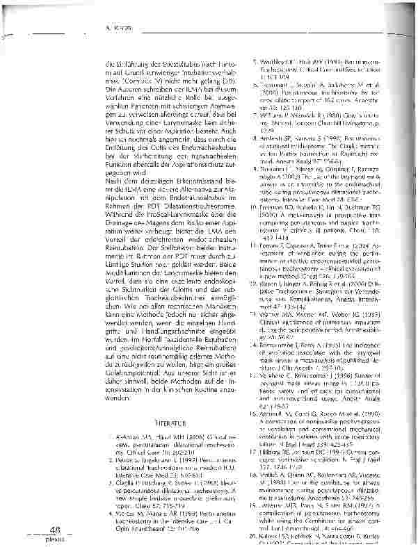 Vorschauseite 4: TRACHEOTOMIE UNTER EINSATZ DER INTUBATIONSLARYNXMASKE