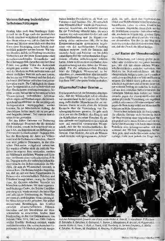 Vorschauseite 3: 50 Jahre Nürnberger Ärzteprozeß Medizin, Wissenschaft und Menschenwürde