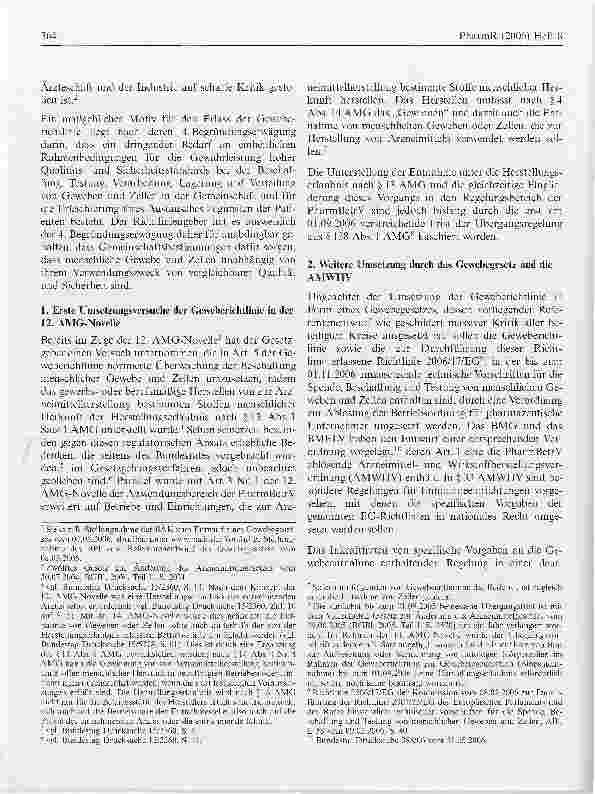 Vorschauseite 2: Verhältnis der Richtlinien 2004/23/EG und 2006/17/EGgegenüber abweichenden Anforderungen der §§ 13 ff. AMG und der PharmBetrV/AMWHV für Stellen, die menschliche Gewebe oder Zellen…
