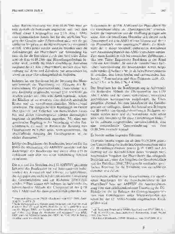Vorschauseite 3: Verhältnis der Richtlinien 2004/23/EG und 2006/17/EGgegenüber abweichenden Anforderungen der §§ 13 ff. AMG und der PharmBetrV/AMWHV für Stellen, die menschliche Gewebe oder Zellen…