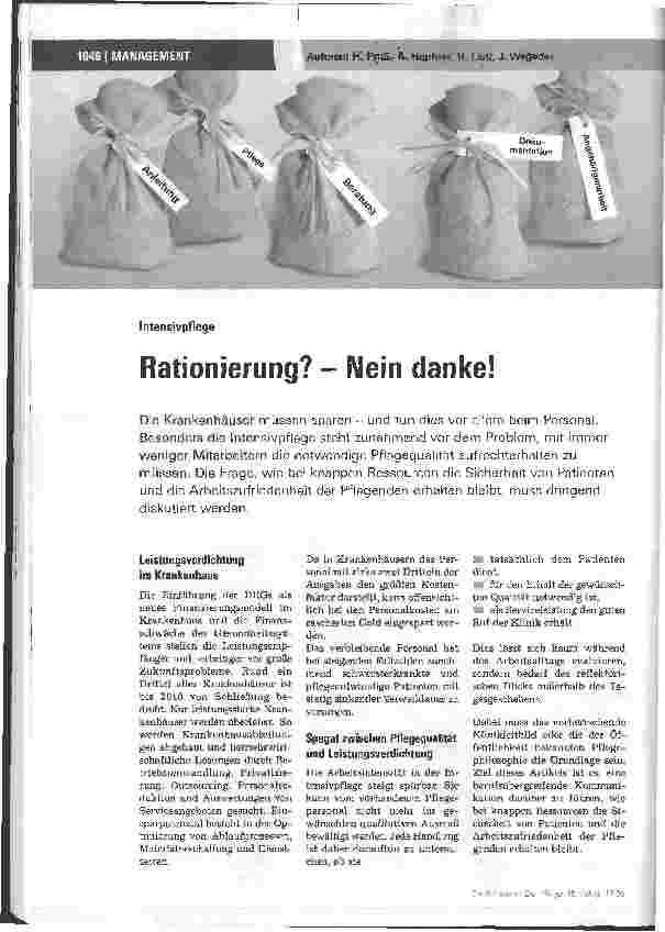 Vorschauseite 1: Intensivpflege - Rationierung? - Nein danke!