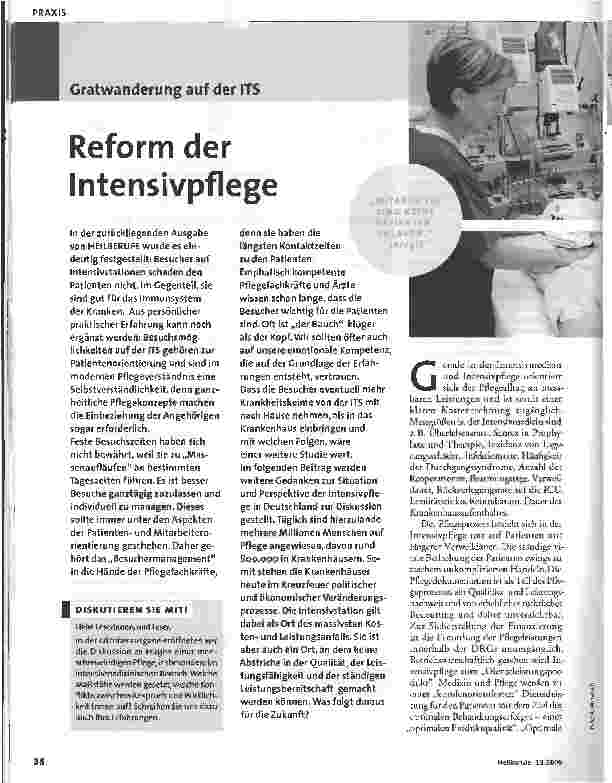 Vorschauseite 1: Reform der Intensivpflege