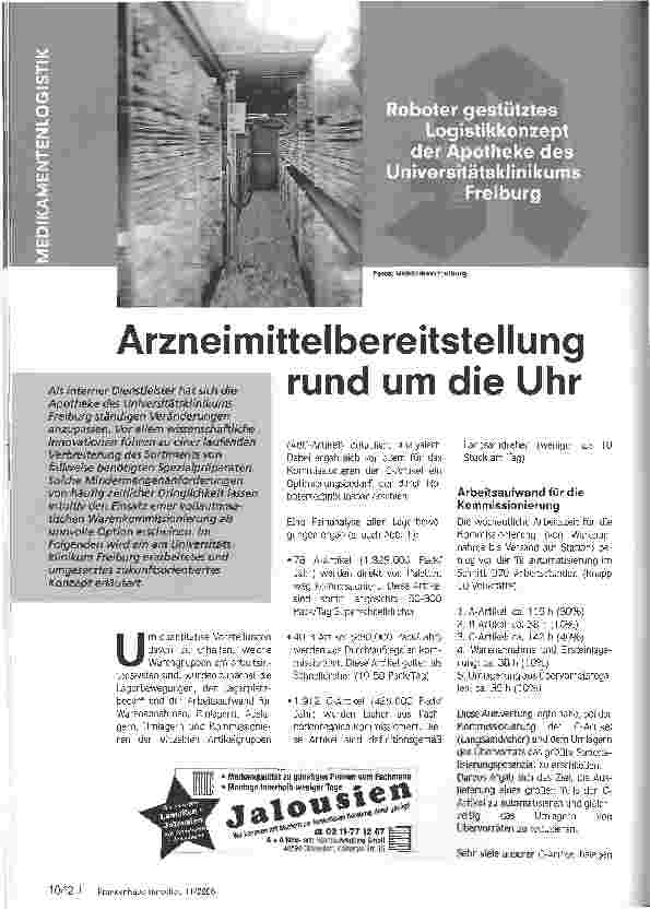 Vorschauseite 1: Arzneimittelbereitstellung rund um die Uhr