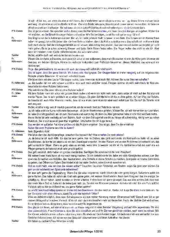 Vorschauseite 2: Transkript des Hörspiels „Aufnahmegespräch mit Frau Johanna Höltermann