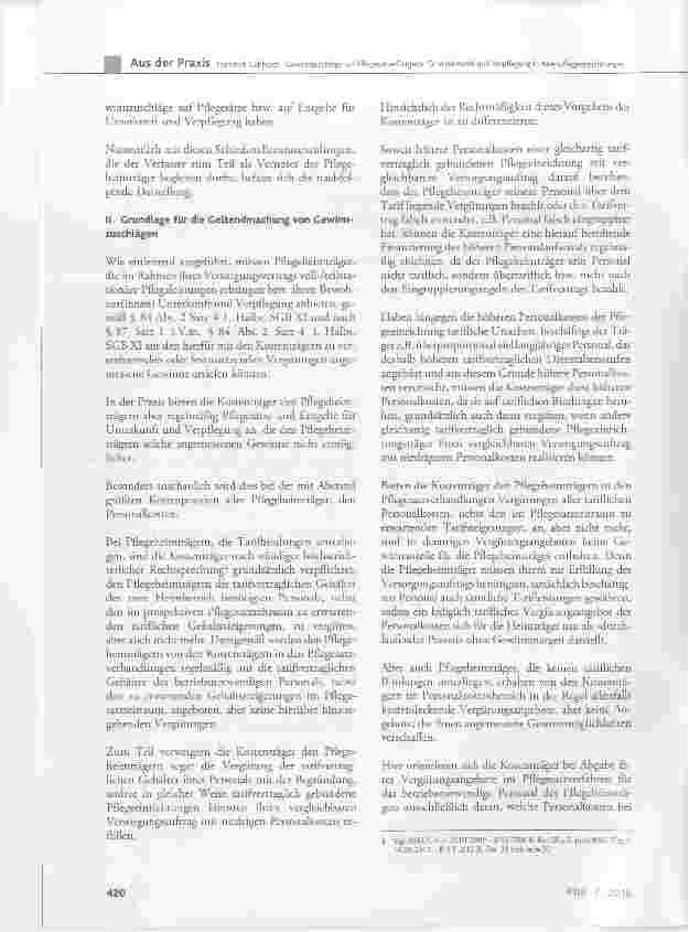 Vorschauseite 2: Gewinnzuschläge auf Pflegesätze und Entgelte für Unterkunft und Verpflegung stationärer Altenpflegeeinrichtungen - 1. Teil2