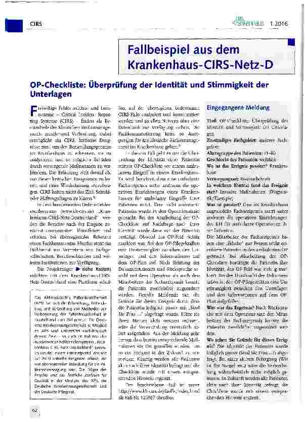 Vorschauseite 1: OP-Checkliste: Überprüfung der Identität und Stimmigkeit der Unterlagen