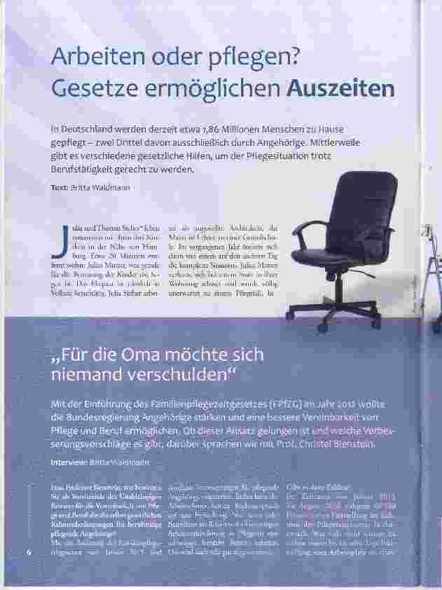 Vorschauseite 1: Arbeiten oder pflegen? Gesetze ermöglichen Auszeiten