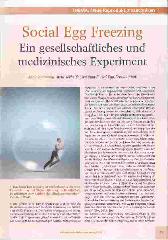 Vorschauseite 1: Social Egg Freezing Ein gesellschaftliches und medizinisches Experiment