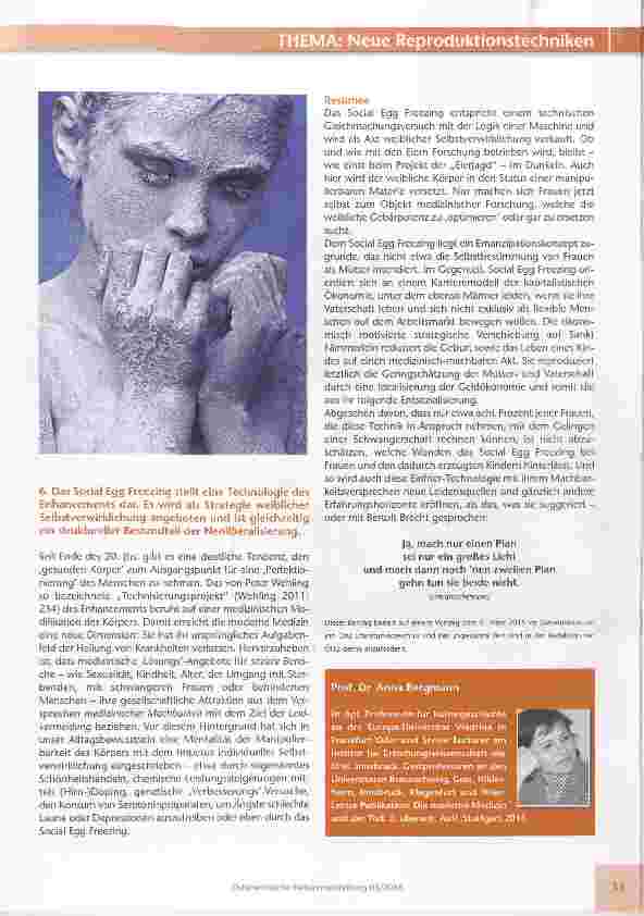 Vorschauseite 5: Social Egg Freezing Ein gesellschaftliches und medizinisches Experiment
