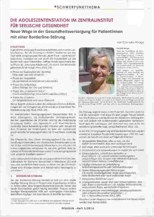 Vorschauseite 1: DIE ADOLESZENTENSTATION IM ZENTRALINSTITUT FÜR SEELISCHE GESUNDHEIT Neue Wege in der Gesundheitsversorgung für Patientinnen mit einer Borderline-Störung