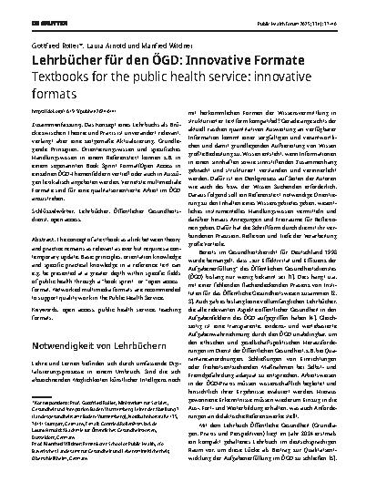 Vorschauseite 1: Lehrbücher für den ÖGD: Innovative Formate