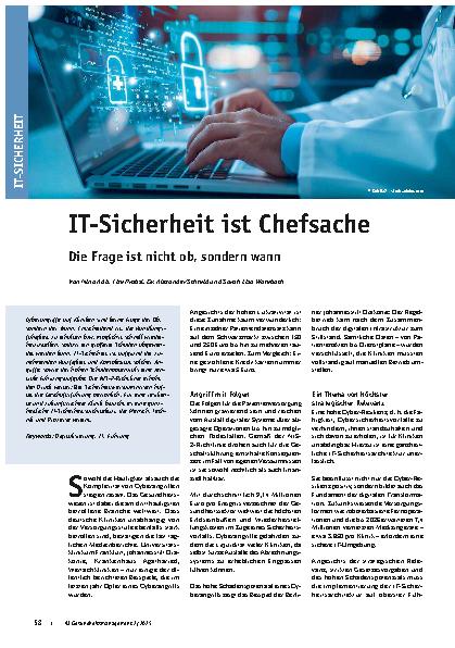 Vorschauseite 1: IT-Sicherheit ist Chefsache Die Frage ist nicht ob, sondern wann