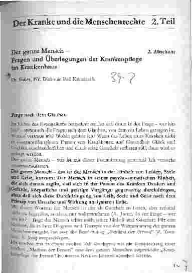 Vorschauseite 1: Der ganze Mensch - Fragen und Überlegungen der Krankenpflege im Krankenhaus