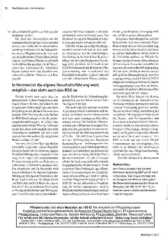 Vorschauseite 2: Das Urteil - Bundessozialgericht: Kein Anspruch auf häusliche Krankenpflege in Einrichtung der Behindertenhilfe