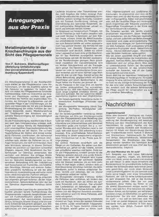 Vorschauseite 1: Metallimplantate in der Knochenchirurgie aus der Siche des Pflegepersonals