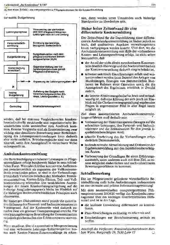 Vorschauseite 4: BAMBI - ein computergestütztes Führungsinstrument für die Krankenhausleitung