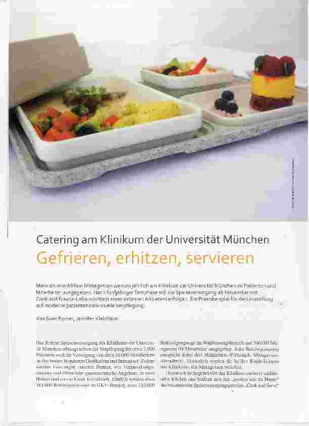 Vorschauseite 1: Catering am Klinikum der Universität München Gefrieren, erhitzen, servieren
