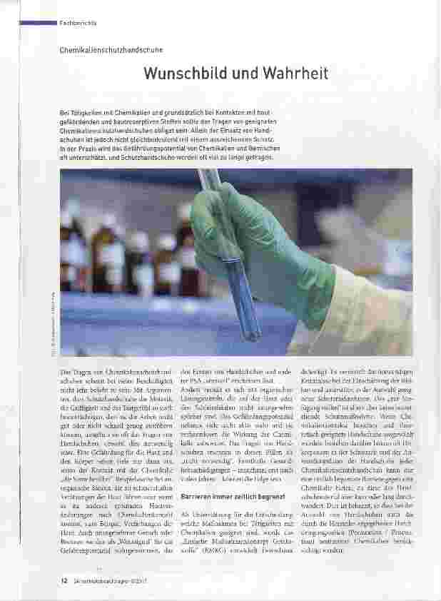 Vorschauseite 1: Chemikalienschutzhandschuhe Wunschbild und Wahrheit