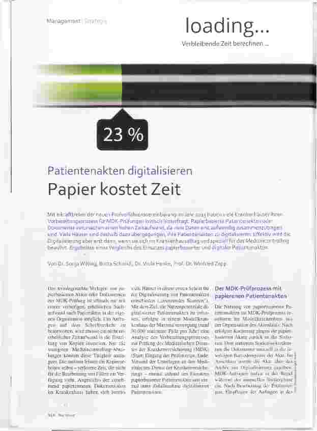Vorschauseite 1: Patientenakten digitalisieren Papier kostet Zeit