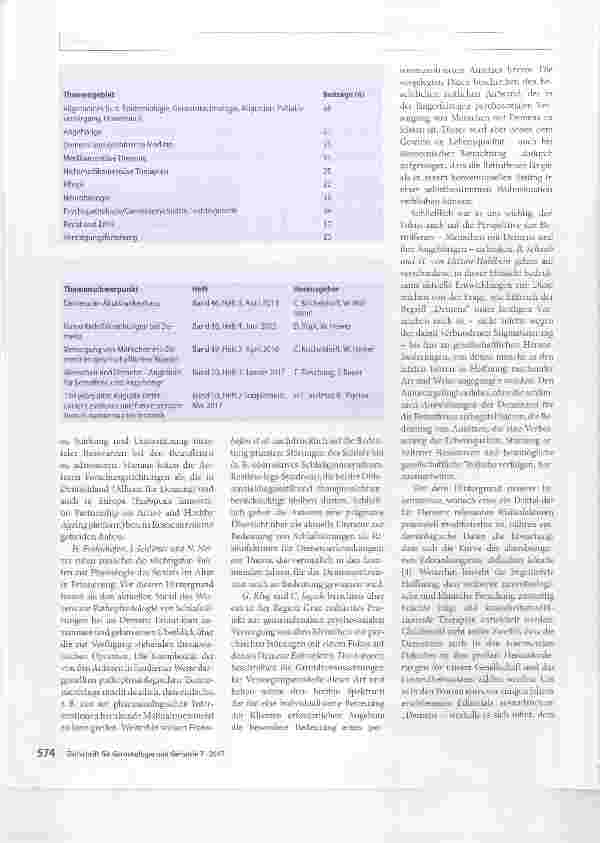 Vorschauseite 2: Editorial: Demenz als interdisziplinäres Thema von Alter(n)swissenschaft und Alter(n)smedizin