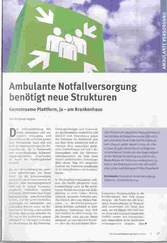Vorschauseite 1: Ambulante Notfallversorgung benötigt neue Strukturen