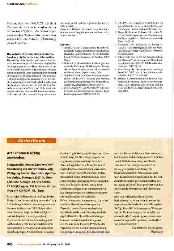 Vorschauseite 5: Die Website der Spital-Pharmazie Basel als Arzneimittelinformations-Plattform