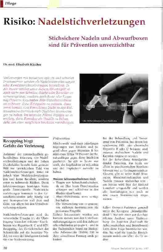 Vorschauseite 1: Risiko: Nadelstichverletzungen