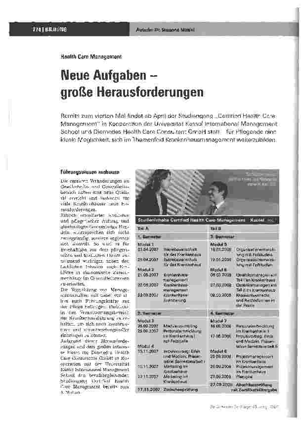 Vorschauseite 1: Neue Aufgaben -große Herausforderungen