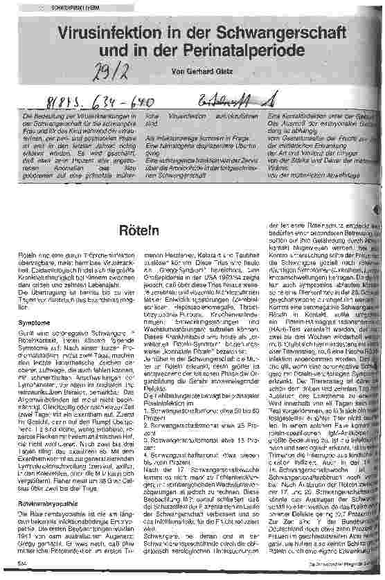 Vorschauseite 1: Virusinfektionen in der Schwangerschaft und in der Periatalperiode