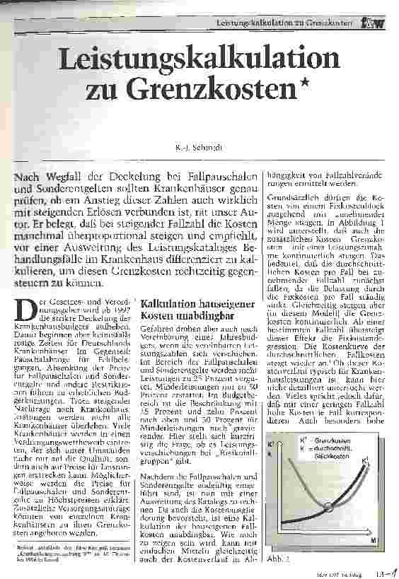 Vorschauseite 1: Leistungskalkulation zu Grenzkosten
