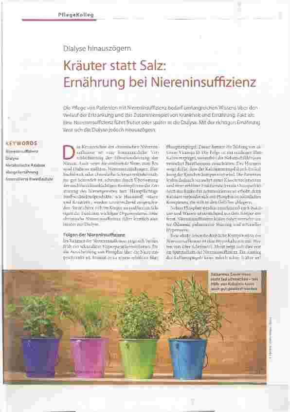 Vorschauseite 1: Kräuter statt Salz: Ernährung bei Niereninsuffizienz