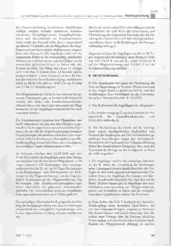Vorschauseite 4: Zum Abrechnungsbetrug der Betreiberin eines ambulanten Pflegedienstes, deren Mitarbeiter nicht über die mit der Krankenund Pflegekasse vertraglich vereinbarte Qualifikation verfüg…