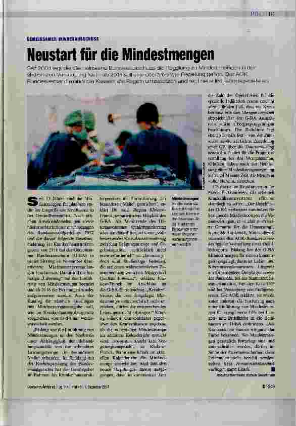 Vorschauseite 1: Neustart für die Mindestmengen