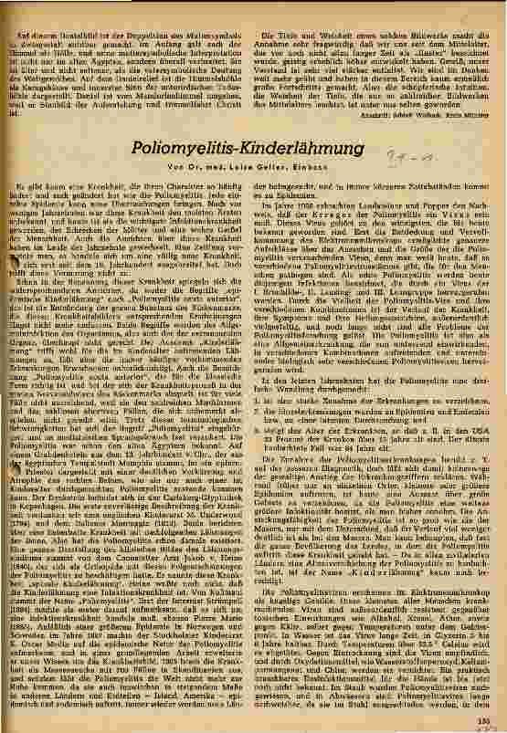 Vorschauseite 1: Poliomyelitis-Kinderlähmung