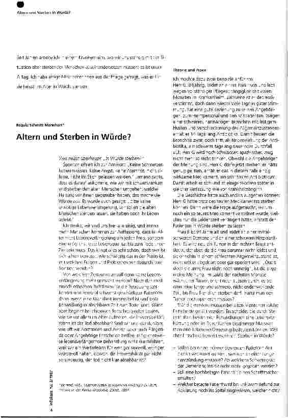 Vorschauseite 1: Altern und Sterben in Würde?